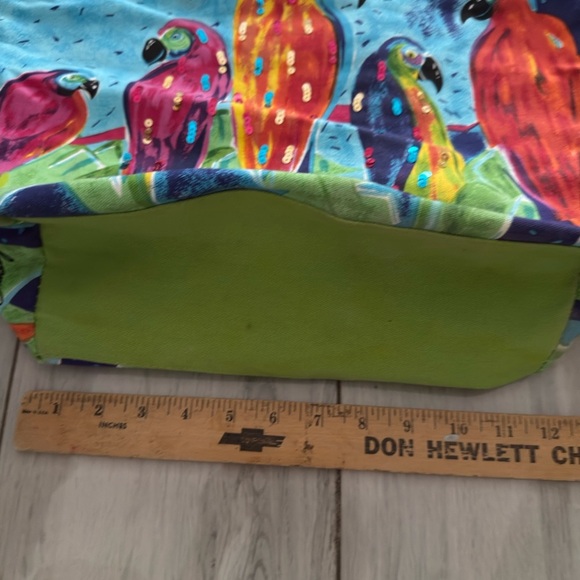 Tropical Parrot Beach Bag Purse Tote Sun N Sand Anne Ormsby Parade Paradise Palm - Picture 5 of 11